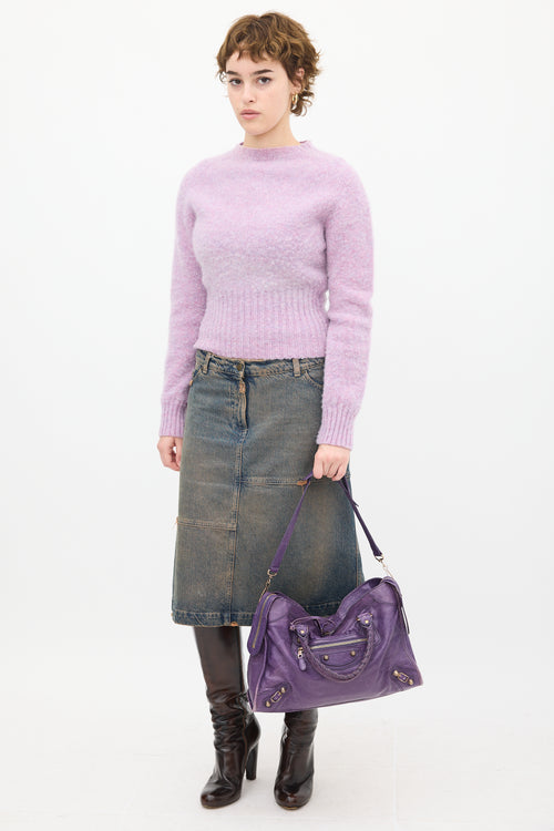 Balenciaga Purple Leather City Bag