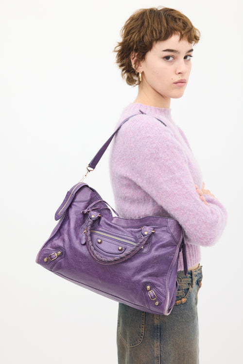 Balenciaga Purple Leather City Bag