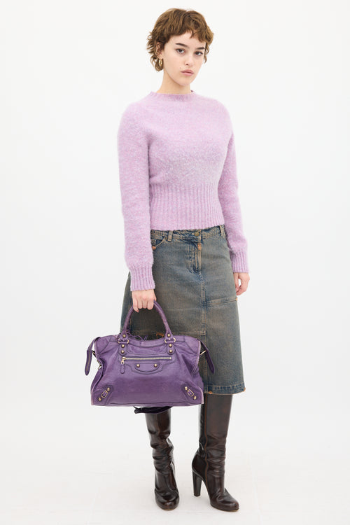 Balenciaga Purple Leather City Bag