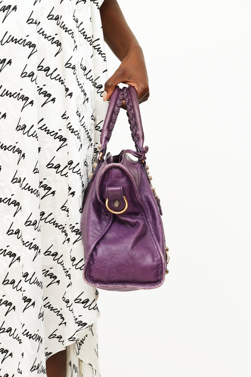 Balenciaga Purple Agneau City Bag