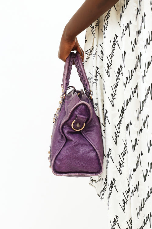 Balenciaga Purple Agneau City Bag