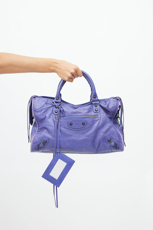 Balenciaga Purple Leather Classic City Bag