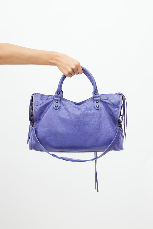 Balenciaga Purple Leather Classic City Bag