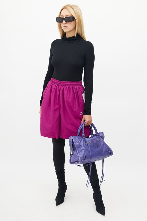 Balenciaga Purple Leather Classic City Bag