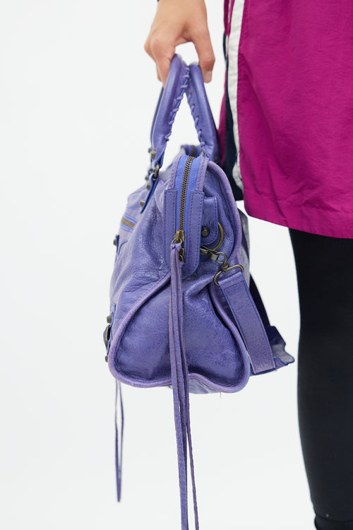 Balenciaga Purple Leather Classic City Bag