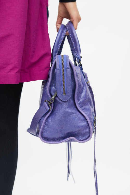 Balenciaga Purple Leather Classic City Bag