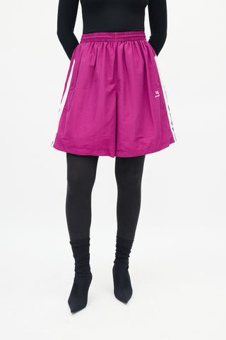 Balenciaga Purple Logo Track Shorts Skirt