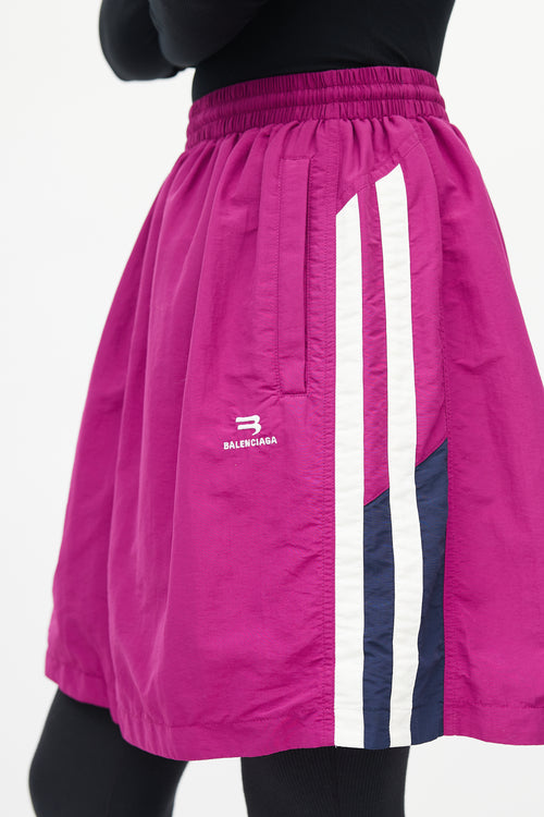 Balenciaga Purple Logo Track Shorts Skirt