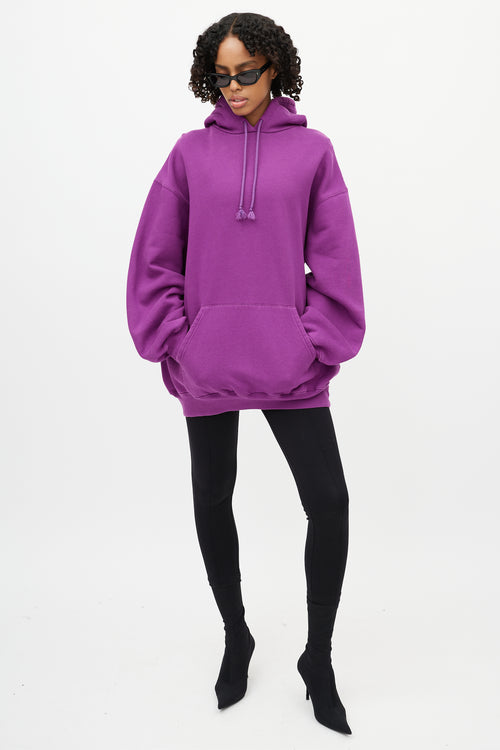 Balenciaga Purple Pullover Drawstring Hoodie