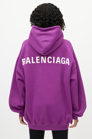 Balenciaga Purple Pullover Drawstring Hoodie