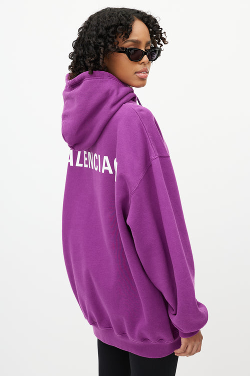 Balenciaga Purple Pullover Drawstring Hoodie