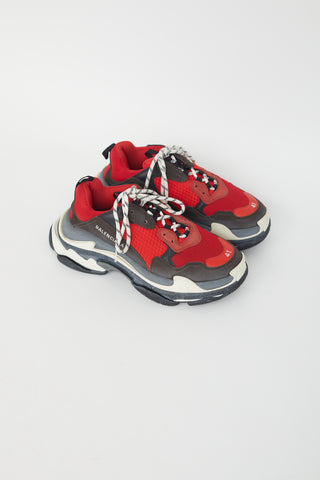 Balenciaga Red 
Grey Triple S Sneaker