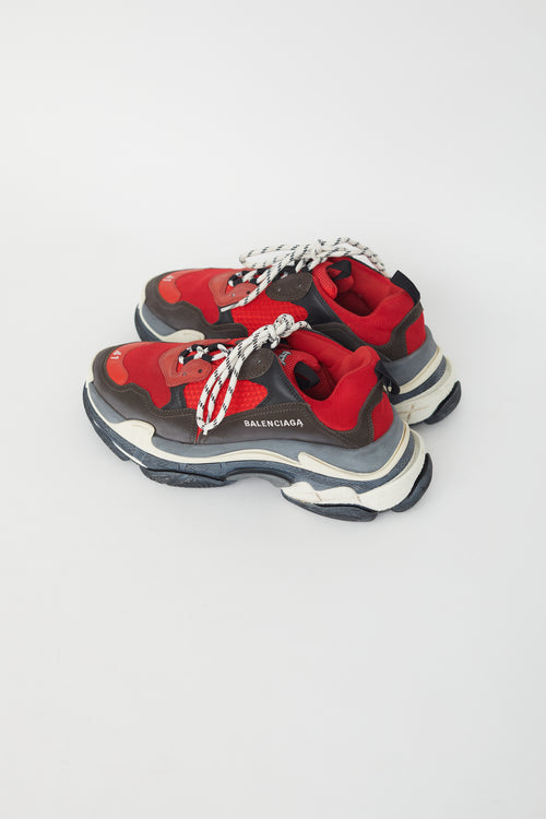 Balenciaga Red 
Grey Triple S Sneaker