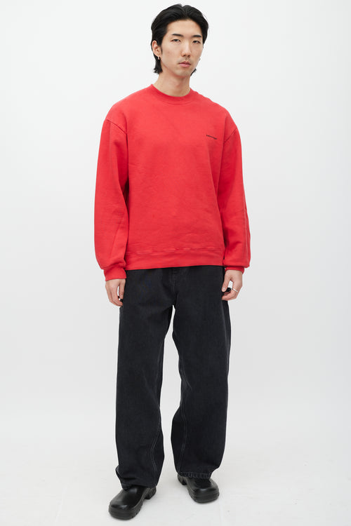 Balenciaga Red 
Black Logo Crewneck