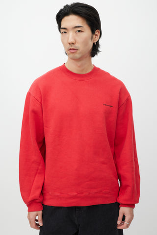 Balenciaga Red 
Black Logo Crewneck