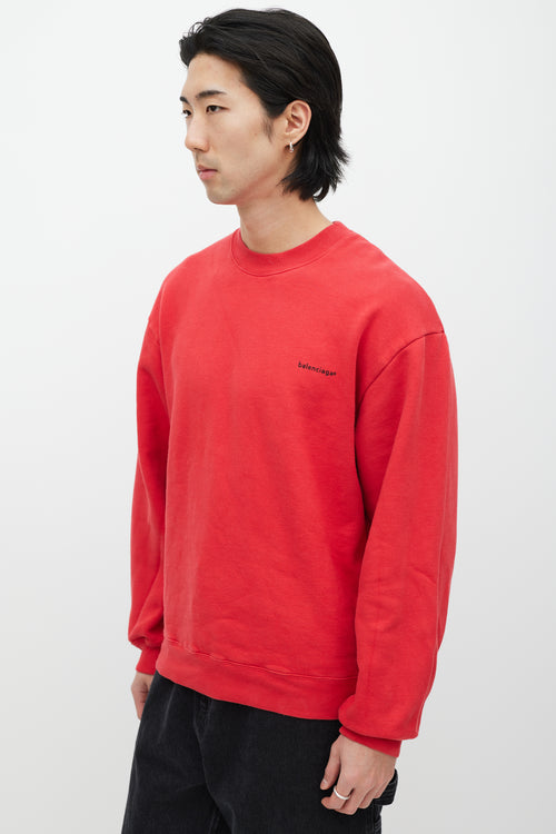 Balenciaga Red 
Black Logo Crewneck