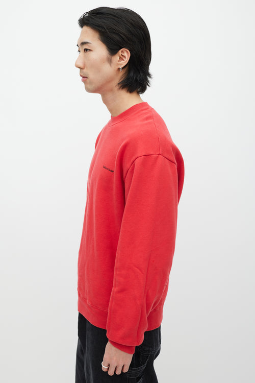 Balenciaga Red 
Black Logo Crewneck