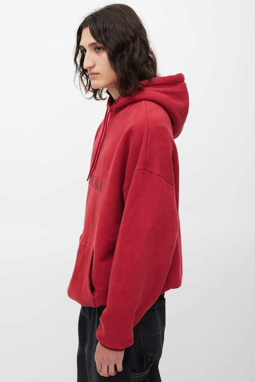 Balenciaga Red 
Black Oversized Logo Hoodie