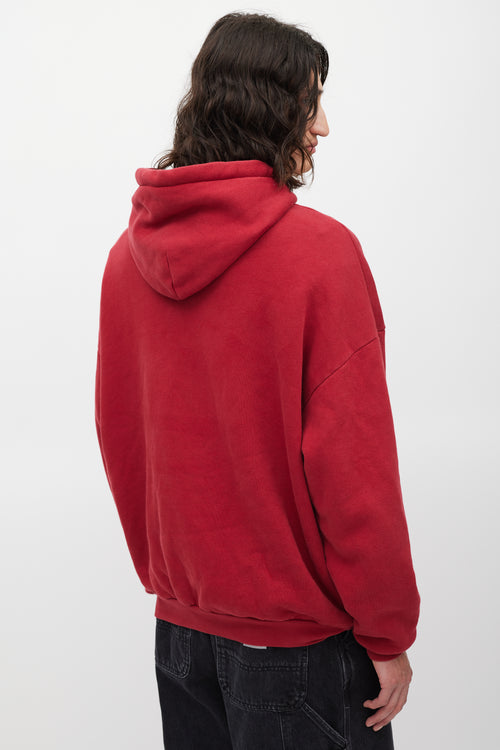 Balenciaga Red 
Black Oversized Logo Hoodie