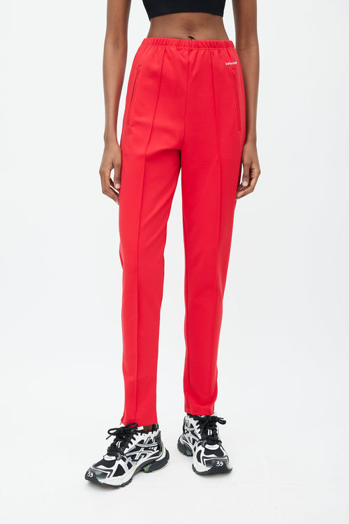 Balenciaga Red Slim Logo Track Pant