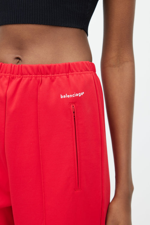 Balenciaga Red Slim Logo Track Pant