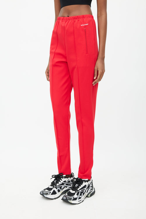 Balenciaga Red Slim Logo Track Pant