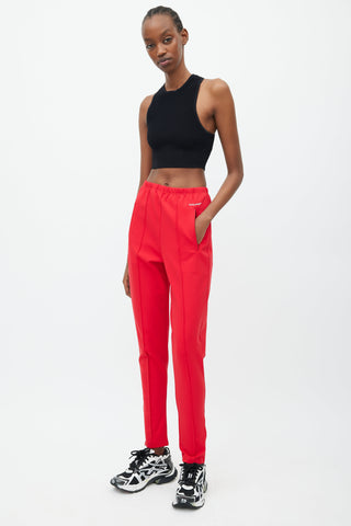 Balenciaga Red Slim Logo Track Pant