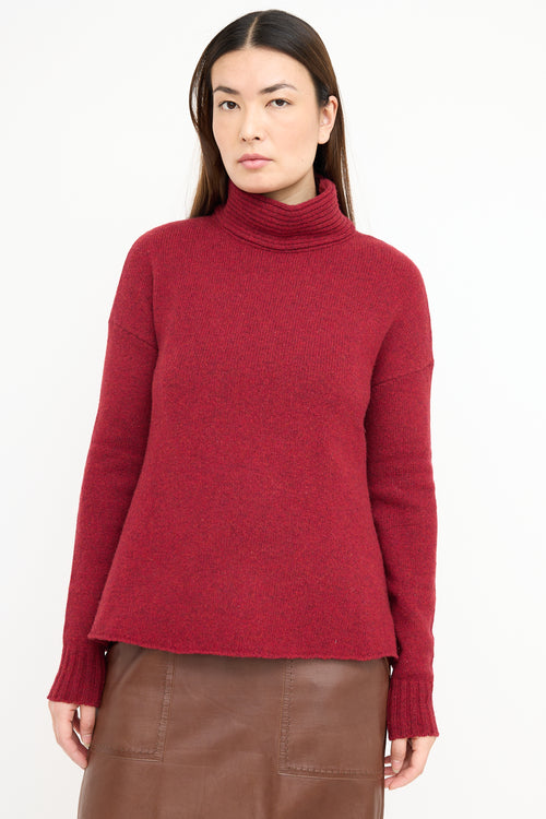 Balenciaga Red Wool Ribbed Panel Sweater