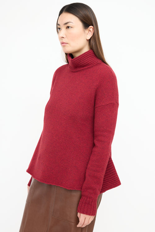 Balenciaga Red Wool Ribbed Panel Sweater