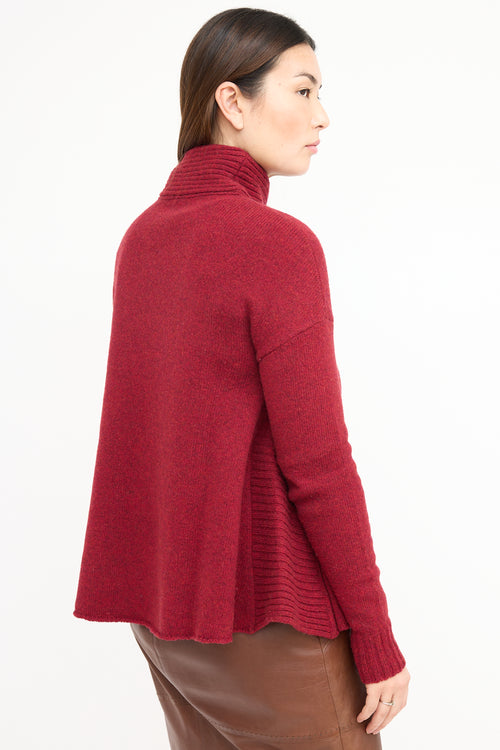 Balenciaga Red Wool Ribbed Panel Sweater