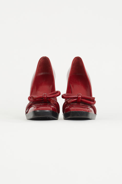 Balenciaga Red Patent Leather Knot Pump