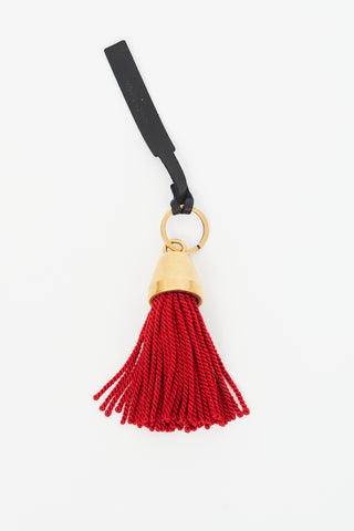 Balenciaga Red 
Gold Hotel Fringe Key Ring