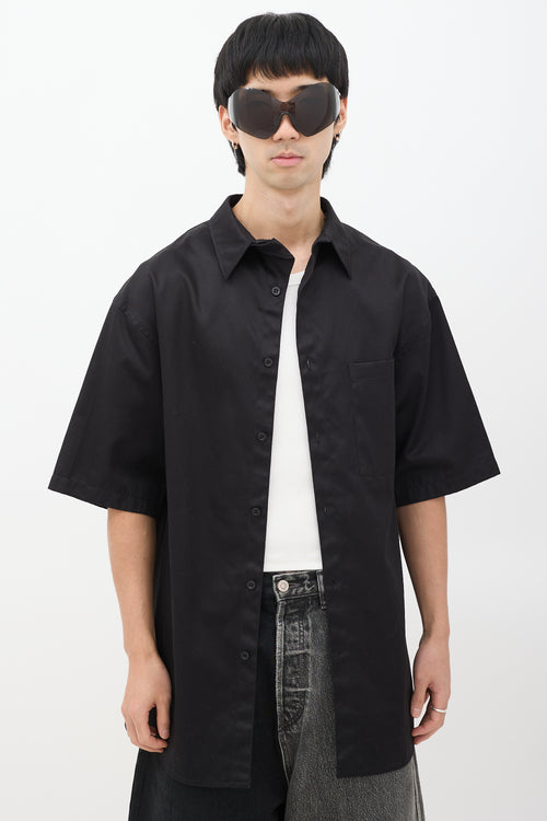 Balenciaga SS 2019 Black Embroidered Tattoo Shirt