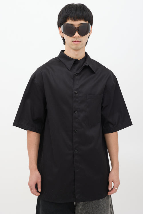 Balenciaga SS 2019 Black Embroidered Tattoo Shirt