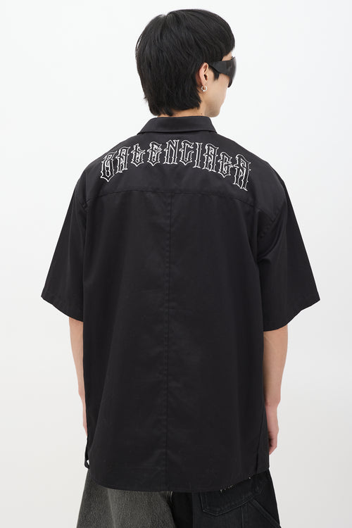 Balenciaga SS 2019 Black Embroidered Tattoo Shirt