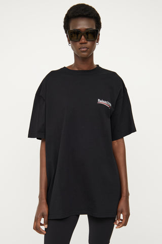 Balenciaga Black Campaign Logo Short Sleeve Tshirt