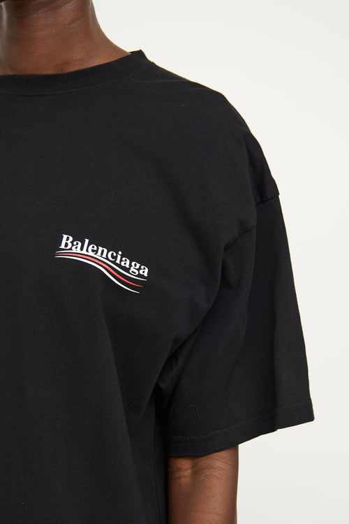 Balenciaga Black Campaign Logo Short Sleeve Tshirt