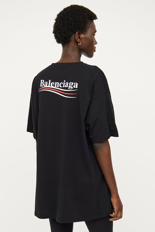 Balenciaga Black Campaign Logo Short Sleeve Tshirt