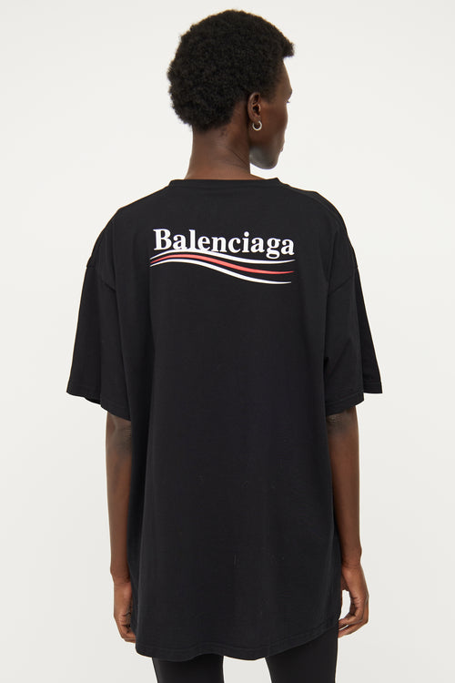 Balenciaga Black Campaign Logo Short Sleeve Tshirt