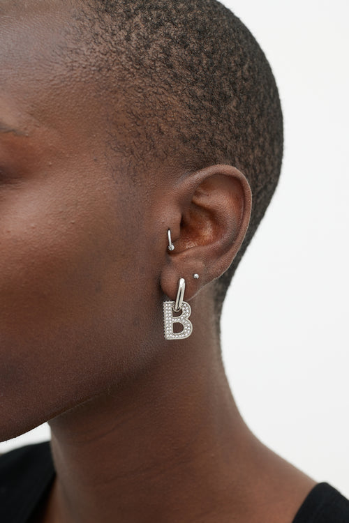 Balenciaga Silver B Chain XS Embellished Earring