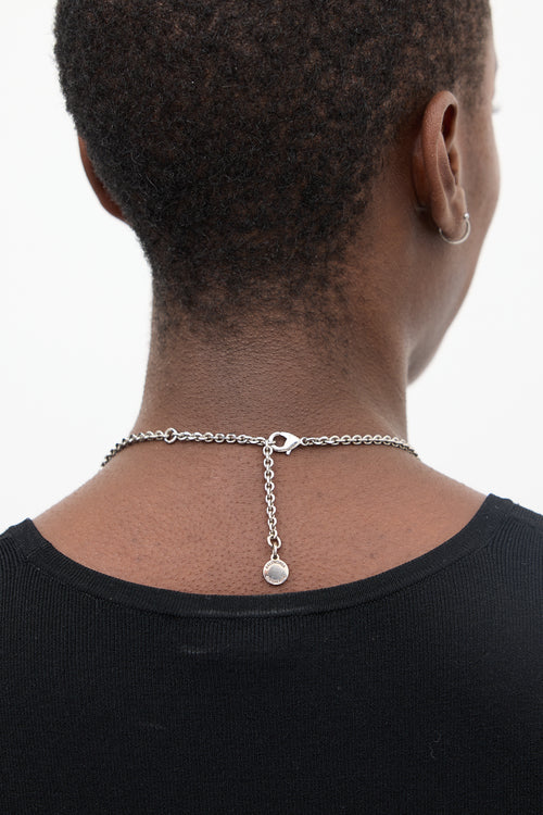 Balenciaga Silver Cities Paris Pendant Chain Necklace