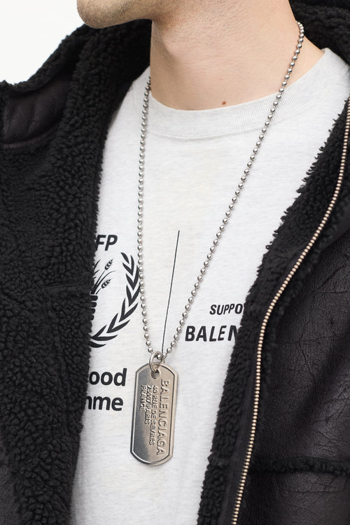 Balenciaga Silver Punk Tag Necklace