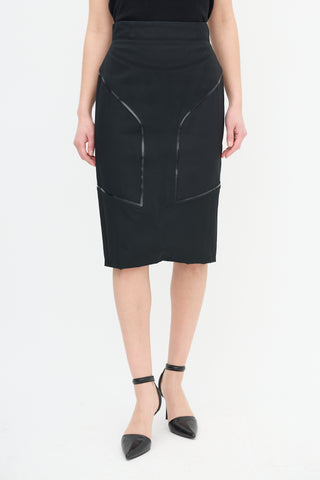 Balenciaga Spring 2004 Black Vinyl Trim Skirt