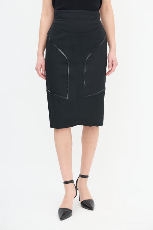 Balenciaga Spring 2004 Black Vinyl Trim Skirt