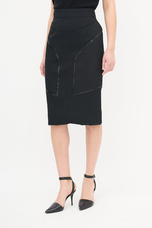 Balenciaga Spring 2004 Black Vinyl Trim Skirt