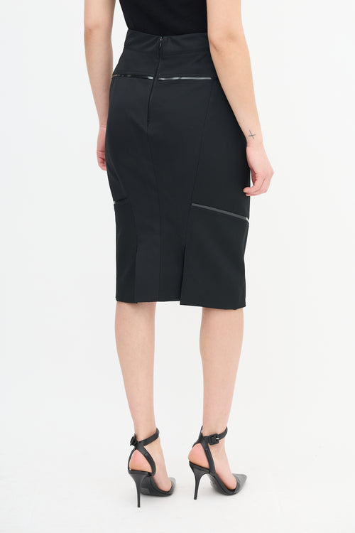 Balenciaga Spring 2004 Black Vinyl Trim Skirt