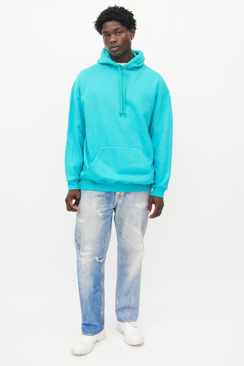 Balenciaga Teal Cotton Blend Hoodie