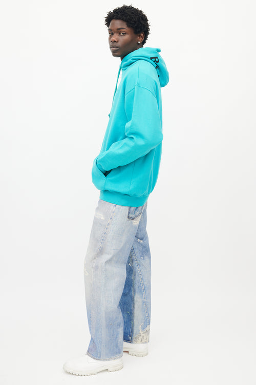 Balenciaga Teal Cotton Blend Hoodie