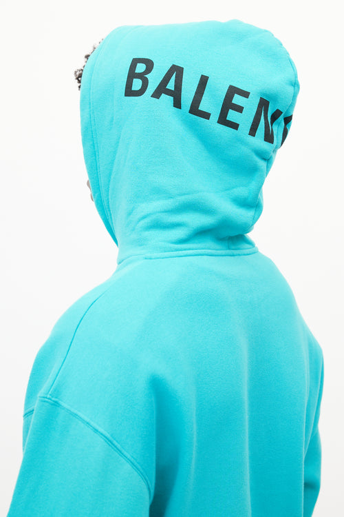 Balenciaga Teal Cotton Blend Hoodie