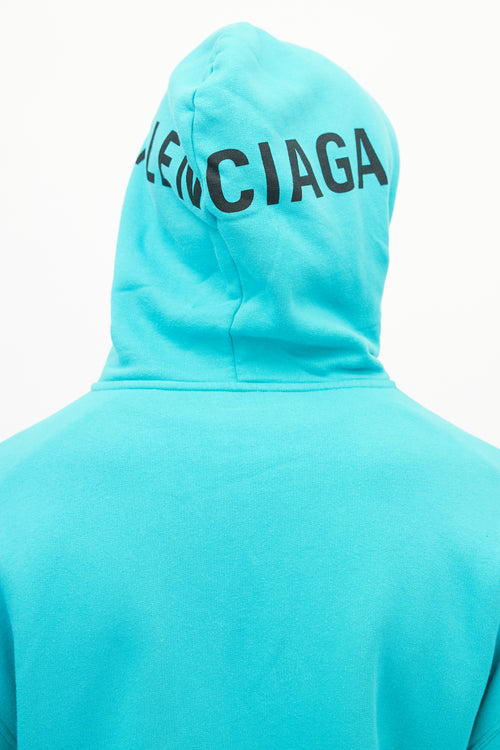 Balenciaga Teal Cotton Blend Hoodie